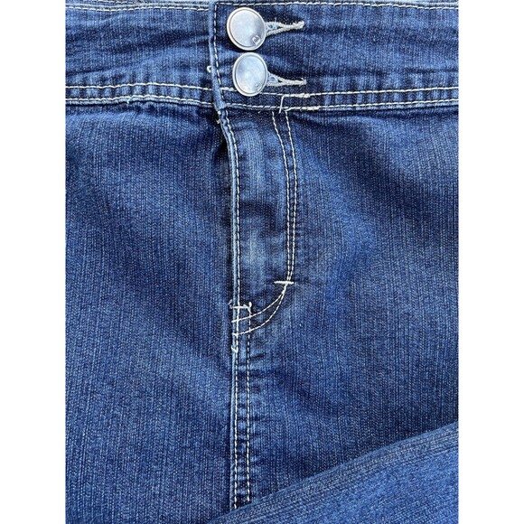 Avenue Plus Size 18W Denim Mini Skirt Dark Wash Stretch Double Button Pockets - Picture 5 of 9